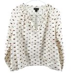 J.Crew Point Sur Metallic Popover Blouse Top V Neck Lace Trim Boho White Small Photo 1