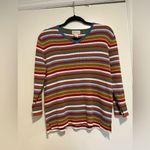 Studio Works  Women’s Medium Colorful 3/4 Slit Sleeves V-Neck Ribbed Top. Photo 0