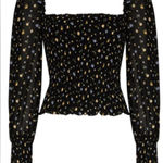 Reformation Pinto Smocked Floral-print Woven Top In Black Photo 0