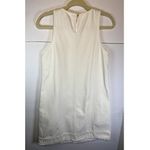 J.Crew Womens Size 4 White Denim Shift Dress Sleeveless With Pockets and Fray Photo 1