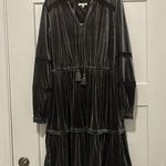 Kate & Sam Crushed Velvet Tiered Balloon Sleeve Tassel Tie Keyhole Dress Large Photo 0