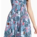 Kate Spade Garden Posy Smocked Midi Dress Cat Cactus Floral Print Size Small Photo 0