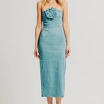 Torn By Ronny Kobo NWT Renee Strapless Denim Midi Dress in Medium Blue Small Photo 9