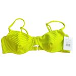 ANDIE NWT  Swim The Bermuda Neon Lemon Ribbed Terry Bikini Top Size Large Photo 1