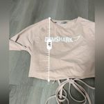 Gymshark  Pink Beige Cropped Ruched Tie Up Ribbon‎ Long Sleeve Top Size M Photo 12