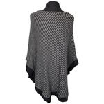 Banana Republic Sweater Womens M Cape Poncho Wool Blend Mock Neck Striped Black Photo 7