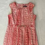 Ellen Tracy  Red and Cream Pattern Dress Photo 1