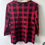 Style & Co  Red Plaid Top Large Petite NEW Boat-Neck NWT black print cozy vibes Photo 2