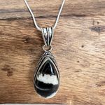 925 Sterling Silver White buffalo Turquoise Necklace Womens Gemstone Jewelry Black Photo 6