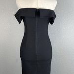 Bardot Womens Ruffle Off Shoulder Body Con Cocktail Dress 4 Black Snake Textured Photo 4