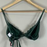 Xhilaration NWT Shiny Ribbed Ruffle Triangle Bikini Top in Moss Green Photo 5