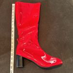 Women’s Shiny Red Knee High Zip Up Block Heel Boots Size 12 NEW Photo 6