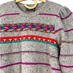 Vintage 80's 1980' | S | Knit Sweater Puff Shoulder Long Sleeve Women's Western Gray Photo 1