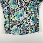 IBKUL Women's Floral Zebra‎ Leopard Print Short Sleeve Golf Shirt Large Blue Photo 8