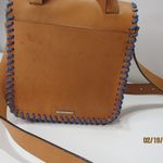 Rebecca Minkoff  Leather Midnighter Messenger Crossbody Tan Blue Trim Boho Bag Photo 5