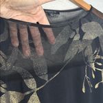 Lafayette 148 Black Gold Metallic Sheer Top Sweater Long Sleeve Mesh Holiday Photo 4