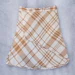 Flax 100% Linen Beige & White Check Faux Wrap Skirt Medium Photo 1