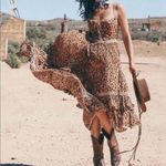 Boutique Saphari Tan/Black Leopard Print Boho Tie Waist Maxi Dress Photo 3