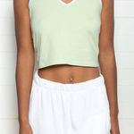 Brandy Melville  Alexis Cropped Halter Top in Green/White OS Photo 2