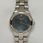 Luxe  diamond women’s date quartz analog watch 25mm rhinestone 6.5” running Photo 0