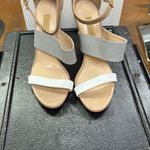 Elegant Gray and White Wedge Sandals Size 7 Photo 1