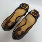 Chloé Chloe Leather Buckle Peep Toes Kitten Heels Slip On Pumps Size 37 Black Photo 11