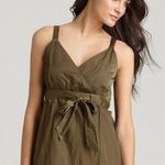 Eileen Fisher  dress Steel Satin Faux Wrap Surplice Olivine NEW sz 10 Photo 5