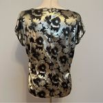 Vintage Oraré Made in USA Black and Silver Metallic Floral Top Size 10 Photo 1