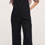 Mango New  Black Denim Wide Leg Overalls Jumpsuit Photo 0