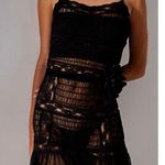 Free People NWT Condesa Mini Slip Lace Trim Sheer Black Slip Dress Size Medium Photo 0