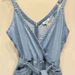 FATE. Natural Fiber Tencel Denim Wrap Front Wide Leg Jumpsuit w Tie Belt Small Photo 13