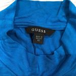 Guess Mock Neck Sleeveless Cut Out Keyhole Blue Blouse Top Photo 3