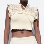 ZARA  Cream Lace Trim Combination Knit Top S Photo 0