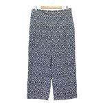 Boden Printed Crop Pants Size US 12 Geo Cascade Navy High Rise Wide Leg Trousers Blue Photo 2