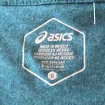 ASICS  Teal Cropped Foil Logo Athletic Workout Graphic‎ T-Shirt Women's Small Photo 4