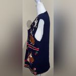 Erika  Hand Knit Womens Size L Fall/Winter Navy Blue Holiday Sweater Vest Vintage Photo 5