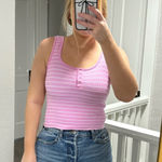 Workshop Pink Striped Ribbed Henley Tank | The  | Size M Photo 0