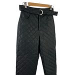 ZARA Faux Leather Belted High Waist Pants Trousers 4387/223 XS Black Straight Photo 3