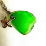 Sterling silver green sea glass starfish pendant necklace Photo 8