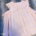 LC Lauren Conrad Pastel Pink Chiffon Ruffle Formal Office Cottage Cutout Blouse Photo 2