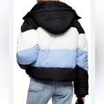 Topshop Colorblock Puffer Jacket Blue Black White Photo 1
