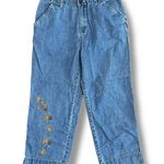 Old Navy Vintage Y2K Embroidered Floral Capri Jeans Size 6 Photo 0