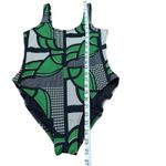 Weekday Women's  Green Navy & White  Swimsuit‎ Scoop Neck Low Back Small Photo 3