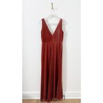 Jenny Yoo  Collection Rust Orange V Neck Velvet Bridesmaid Dress US 14 Photo 1