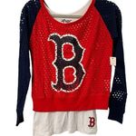 NEW Boston Red Sox Baseball Top Mesh Design Women’s XS/Small Shirt Massachusetts White Photo 0