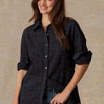 Sundance  Gina Eyelet Cotton Floral Button Down Shirt Sz M Photo 0