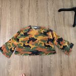 Madewell Cottontail Camo Wide-Sleeve Sweater Merino Wool Cropped Sweater | XL Photo 2