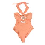 NEW Soluna Swim Buckle Up One Piece Swimsuit in Peach Cutout Ruffle Size Small Orange Photo 1