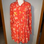 Free People  Ruthie Coral Floral Print Button Front Mini Shirt Dress flowy Large Photo 2