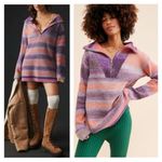 Anthropologie Daily Practice Franconia Half Zip Striped Sweater Tunic Oversized Photo 1